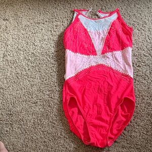Pink and White Gymnastics Leotard